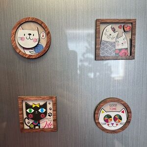 Set of 3 Handcrafted Cute Cat-Themed Magnets 🐈🐈‍⬛♥️🩷